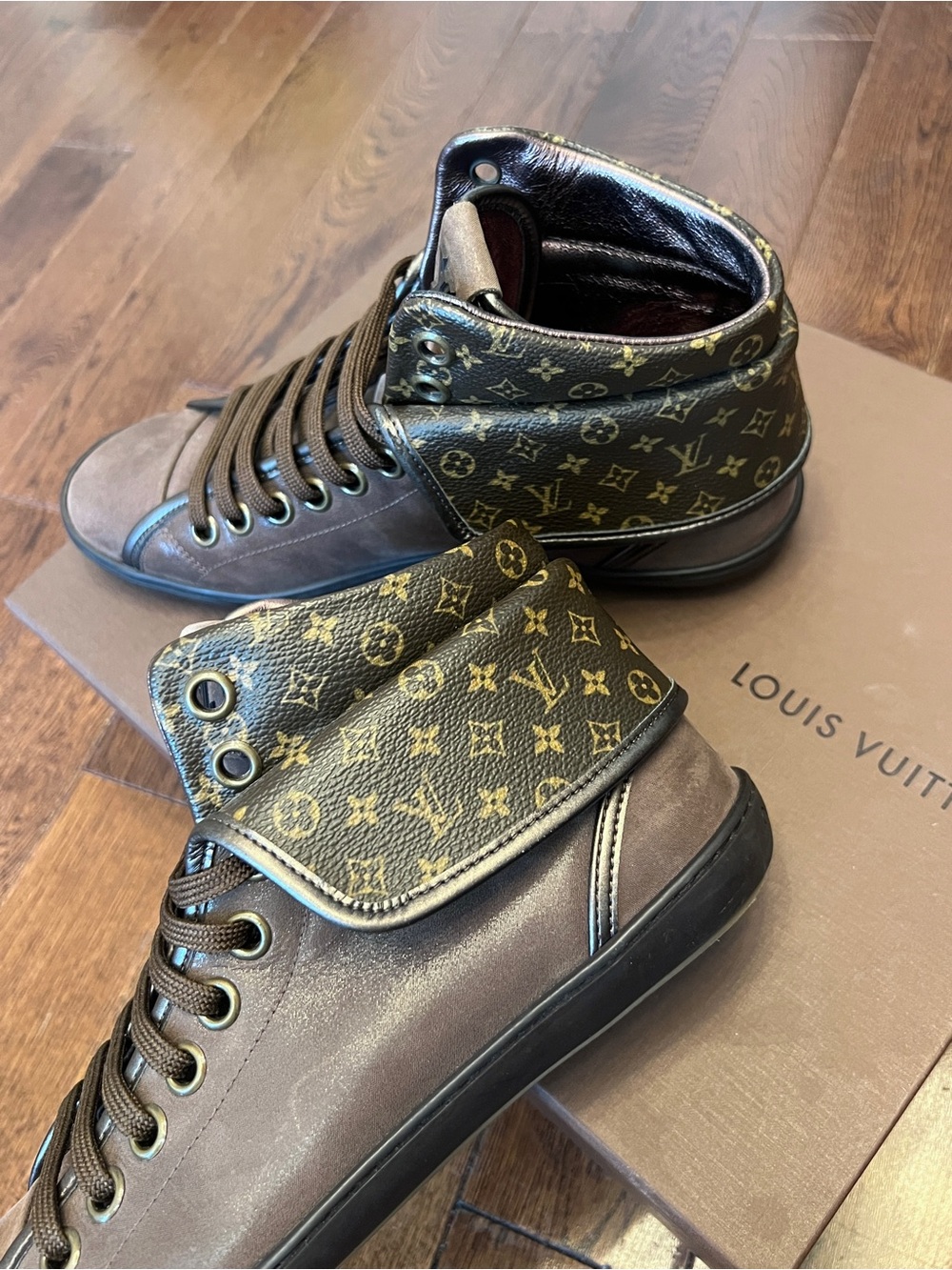 Louis Vuitton Monogram High-Top Sneakers – Women’s Size 6.5
